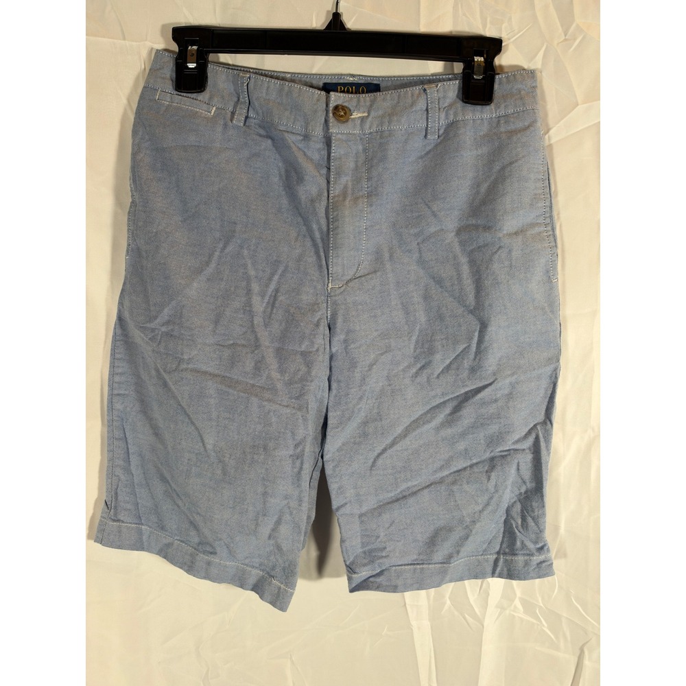 Polo Ralph Lauren Boys Size 18 Light Blue Oxford Chino Shorts Stretch Cotton